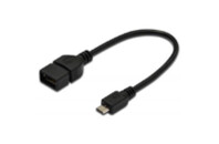 Дата кабель OTG USB 2.0 AF to Micro 5P 0.2m DIGITUS (AK-300309-002-S)