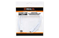 Дата кабель USB 2.0 AM to Micro 5P 1.0m Pro white REAL-EL (EL123500024)