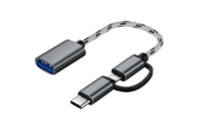 Дата кабель OTG USB 2.0 AF to Micro 5P + Type-C grey XoKo (AC-150-SPGR)