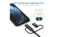 Дата кабель USB 2.0 AM to Lightning + Micro 5P + Type-C 1.2m MFI Choetech (IP0030-BK)