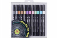 Фломастеры Maxi кисточки REAL BRUSH, 12 цветов металлик, линия 0,5-6 мм (MX15236)