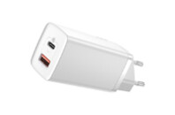 Зарядное устройство Baseus 2xUSB 65W GaN (USB-C+USB-A) white (CCGAN2L-B02)
