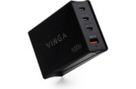 Зарядное устройство Vinga GaN 100W PD+QC 3C1A ports 1.2m Wired Charger (VCPCH100CB)