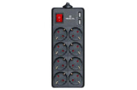 Сетевой фильтр питания REAL-EL REAL-EL RS-8 PROTECT USB, 3m, black (EL122300020)
