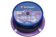 Диск DVD Verbatim 8.5Gb 8x CakeBox 25шт Matt Silver (43757)
