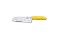 Кухонный нож Victorinox SwissClassic сантоку 17 см, ребристое лезвие, желтый (6.8526.17L8B)
