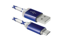 Дата кабель USB08-03LT USB - Micro USB, BlueLED backlight, 1m Defender (87555)