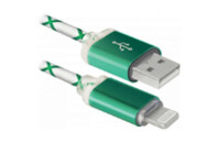 Дата кабель USB 2.0 AM to Lightning 1.0m ACH03-03LT GreenLED backlight Defender (87553)