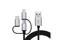 Дата кабель USB 2.0 AM to 3in1 1.0m Premium black REAL-EL (EL123500035)