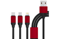 Дата кабель USB 2.0 AM to Lightning + Micro 5P + Type-C 1.2m black XoKo (SC-320-BK)