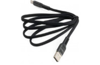 Дата кабель USB 2.0 AM to Lightning 1.0m flat nylon black Vinga (VCPDCLFNB1BK)