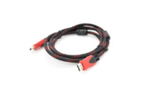 Кабель мультимедийный HDMI to HDMI 1.5m v1.4, OD-7.4mm Black/RED Merlion (YT-HDMI(M)/(M)NY/RD-1.5m)