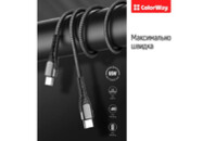 Дата кабель USB Type-C to Type-C 1.0m PD Fast Charging 65W 3А grey ColorWay (CW-CBPDCC040-GR)