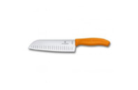 Кухонный нож Victorinox SwissClassic сантоку 17 см, ребристое лезвие, оранжевый (6.8526.17L9B)