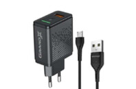 Зарядное устройство Grand-X Fast Charge 3-в-1 QC3.0, FCP, AFC, 18W + cable microUSB (CH-650M)