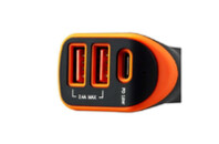Зарядное устройство Canyon Universal 3xUSB car adapter Black+Orange (CNE-CCA08BO)