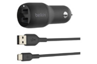 Зарядное устройство Belkin Car Charger (24W) Dual USB-A, USB-A - USB-C, 1m, black (CCE001BT1MBK)