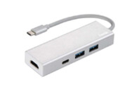 Концентратор Hama USB-C to 2x USB-A, USB-C, HDMI Aluminium Silver (00135756)