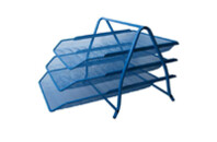 Лоток для бумаг Buromax горизонтальный 3 в 1, металлический, синий (BM.6252-02)