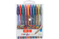 Ручка гелевая Unimax набор Trigel Metallic, ассорти цветов металлик 1 мм, 10 шт (UX-141)