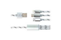 Дата кабель USB 2.0 AM to Lightning + Micro 5P + Type-C 1.0m 2.1A PowerPlant (CA910663)