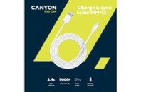 Дата кабель USB 2.0 AM to Lightning 1.0m MFI white Canyon (CNS-MFIC12W)