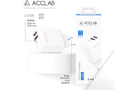 Зарядное устройство ACCLAB AL-TC224 2хUSB 5В/2,4A/12W (1283126538834)