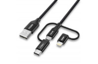 Дата кабель USB 2.0 AM to Lightning + Micro 5P + Type-C 1.2m MFI Choetech (IP0030-BK)