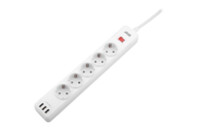 Сетевой фильтр питания 2E 5XSchuko, 3G*1.5мм, 3*USB-A, 2м, white (2E-SP515M2USBWH)