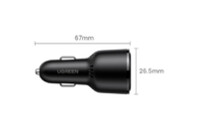 Зарядное устройство Ugreen 2xUSB-C PD+USB-A QC 69W Fast Car Charger Black (CD239) (20467)