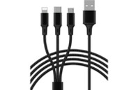 Дата кабель USB 2.0 AM to Lightning + Micro 5P + Type-C Azeada PD-B92th Black Proda (PD-B92th-BK)