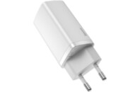 Зарядное устройство Baseus 2xUSB 65W GaN (USB-C+USB-A) white (CCGAN2L-B02)