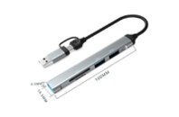 Концентратор Dynamode 5-in-1 USB Type-C/Type-A to 1хUSB3.0, 2xUSB 2.0, card-reader SD/MicroSD (DM-UH-514)