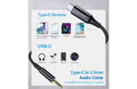 Кабель мультимедийный AUX USB-C to TRS Audio 3.5mm M/M DAC Chip 96kHz 1.0m black Choetech (AUX006)