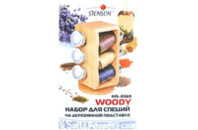 Набор для специй Stenson Woody на підставці 6 шт (MS-0369)
